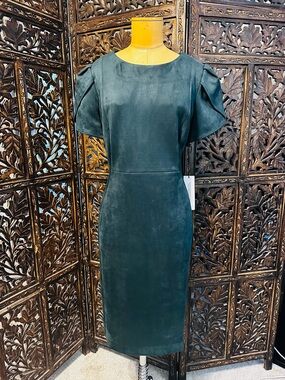 NWT CALVIN KLEIN Forest Green Tulip Sleeve Sheath Dress
